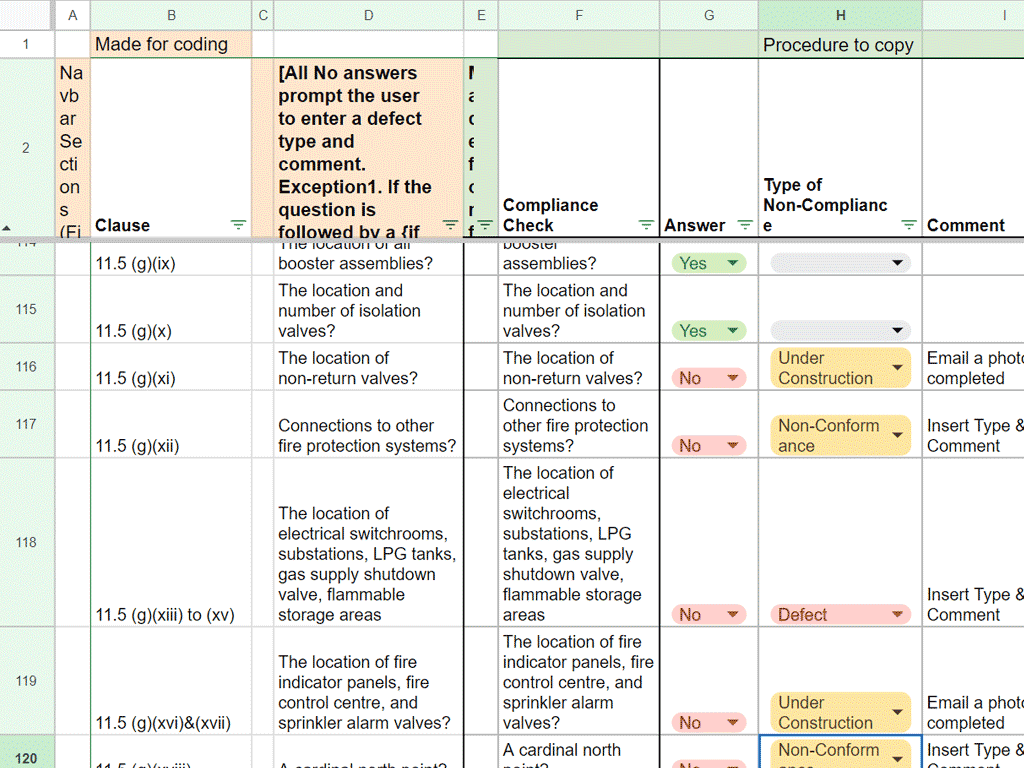 Excel spreadsheet used before